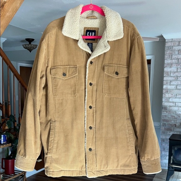 GAP Other - Vintage Y2K GAP Men's Brown Corduroy Jacket with Cream Sherpa Lining